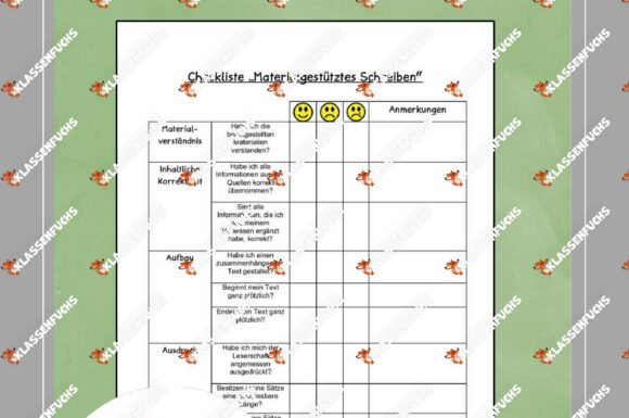 Materialgest Tztes Schreiben Checkliste Differenzierung Klassenfuchs